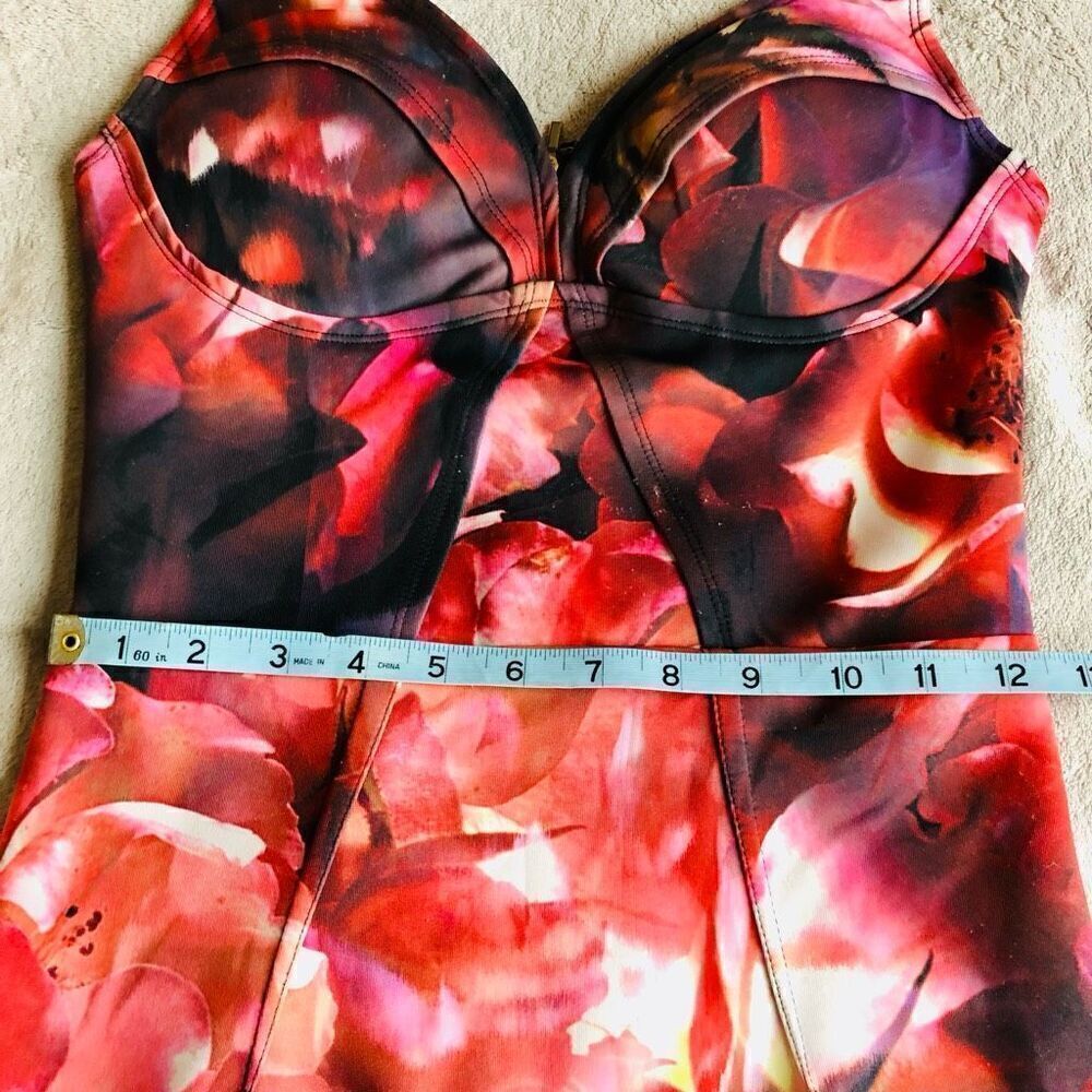 Bebe Red and Black Floral Scuba Dress - Picture 14 of 15